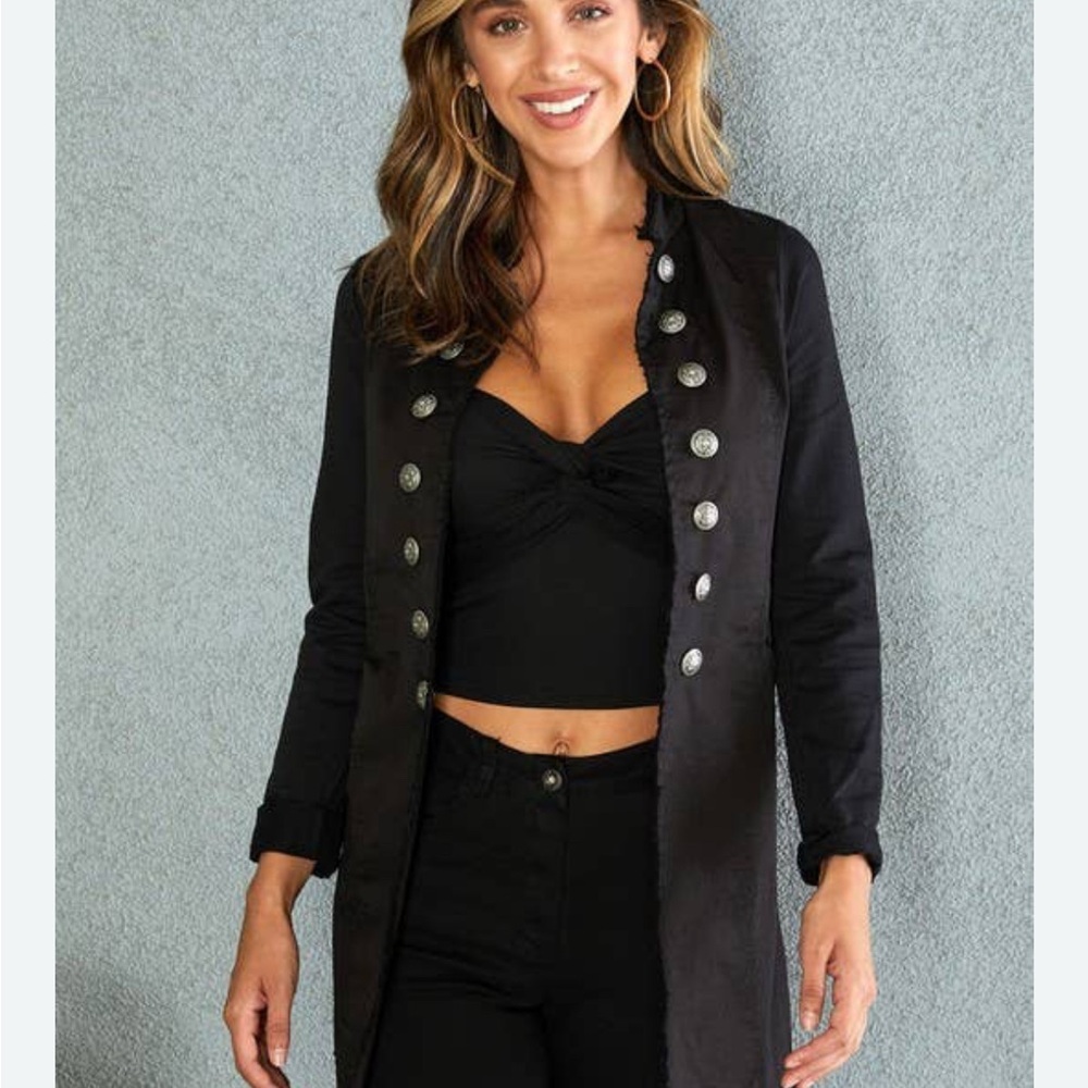 Women's Porter Collective, Black Military Style Coat, sm